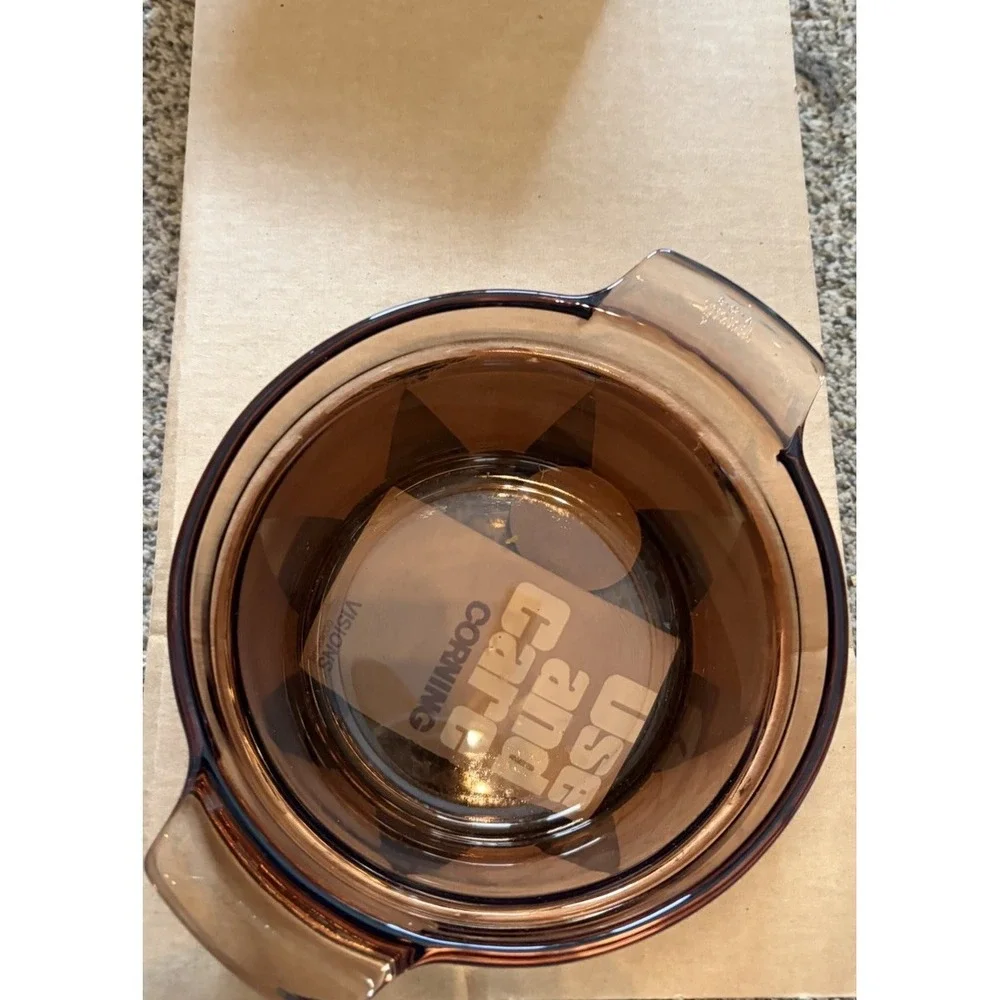 NOS Corning Vision Amber V-20 3 pc Double Boiler 1.5L Pot Sauce Pan & Lid FRANCE